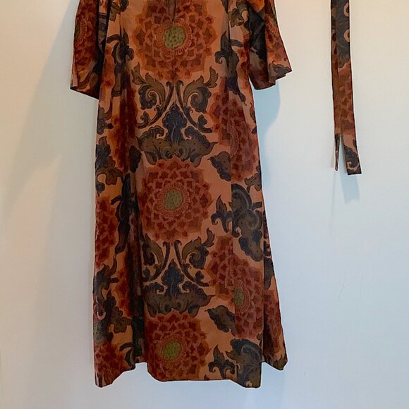 Jim Thompson Classic- Vintage 1970s Thai Silk Kaftan style formal gown Size L - Picture 2 of 14